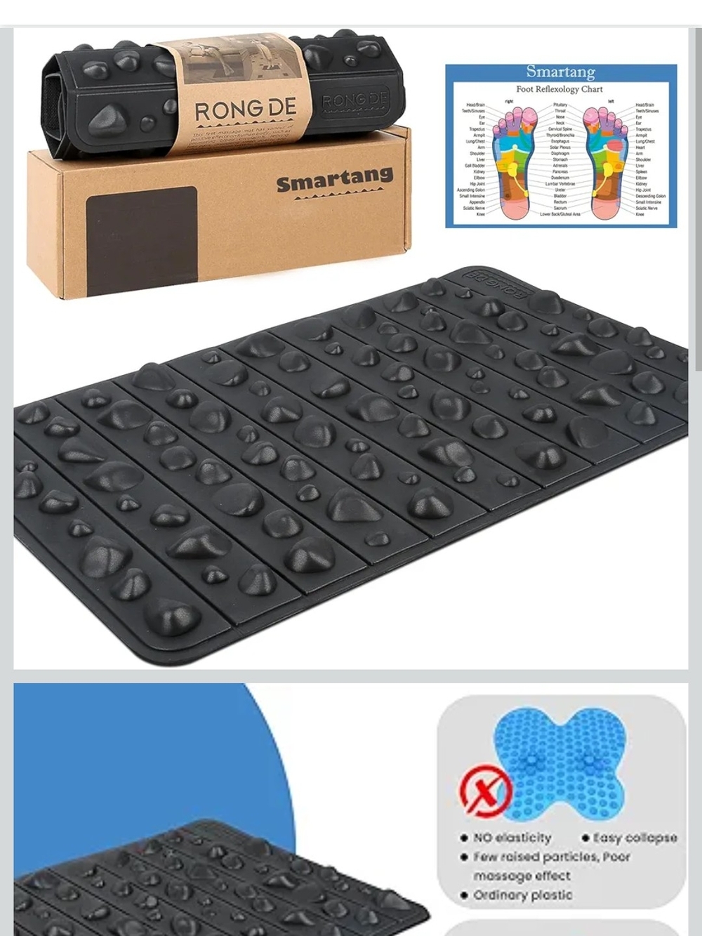Smartang Black Acupressure Foot Massage Mat